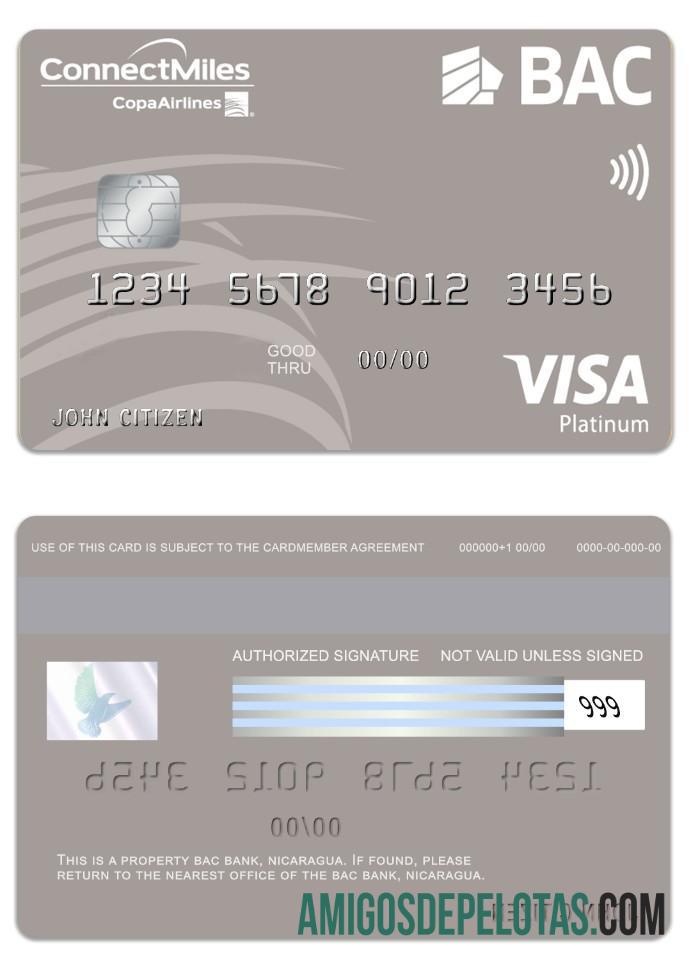 Nicaragua BAC Bank Visa Platinum Card example